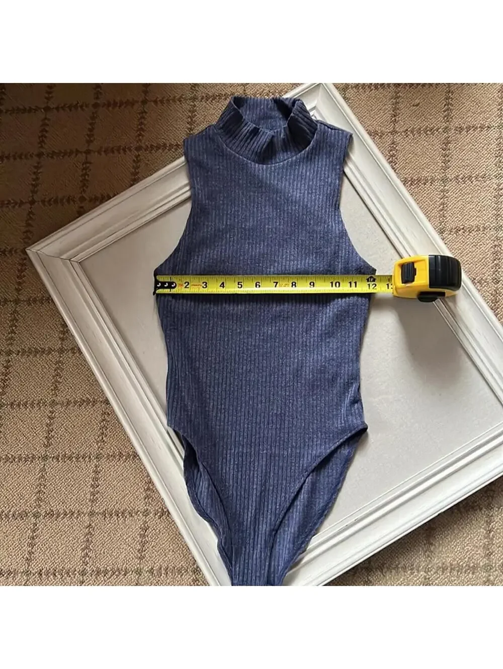 Forever 21 medium blue/gray mock neck sleeveless bodysuit w stretch NWOT S